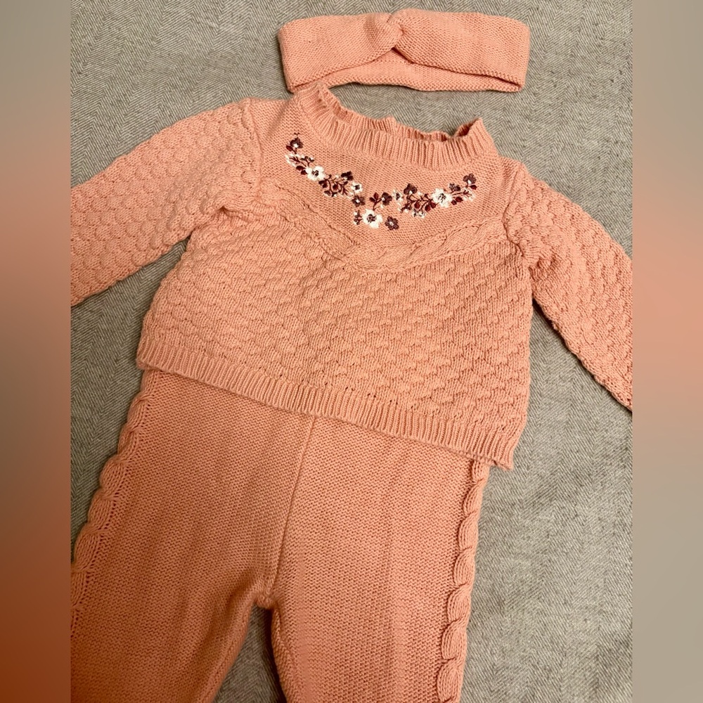 Girls 3-6 Month 3-Piece Sweater Matching Set Nicole Miller Pink Sweater Outfit